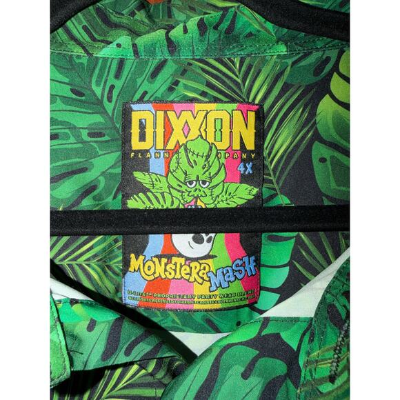 Dixxon Big Men's Monstera Mash Flannel Button Up Party Shirt Blue & Gray Size 4X - Picture 4 of 7